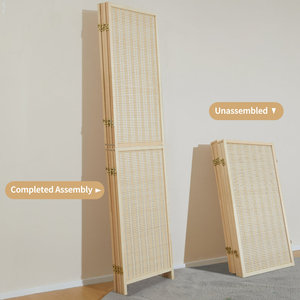 Antique Bamboo <b>Panel</b> Folding Screen Modern & Bohemian Style Indoor and Outdoor Movable <b>Room</b> <b>Divider</b> for Decorative Purpose - Product Image 5