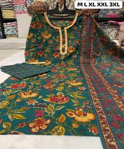 La plupart des vêtements de bureau tendance en lin choisis Kurti avec une broderie sophistiquée kurta. - Product Image 3