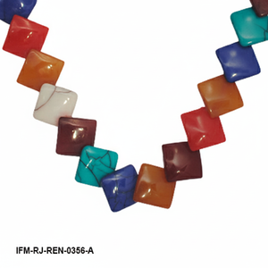 Collier tendance en résine multicolore, chaîne de perles carrées géométriques audacieuses, bijoux artisanaux faits à la main, cadeau pour femmes - Product Image 2