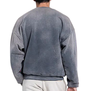 Sweat-shirt à poignets élastiques pour hommes avec logo personnalisé respirant à manches longues New Basics Sweat-shirt en coton mélangé pour hommes - Product Image 2