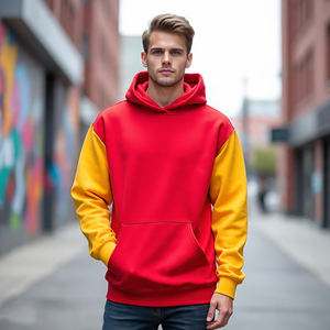 Sudadera con capucha de manga larga con hombros descubiertos bordados de invierno para hombre 500 GSM poliéster polar de peso pesado - Product Image 1