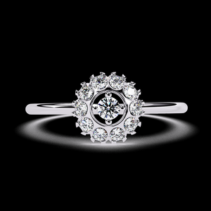 Anillo de Girasol con Diamantes Reales de Diseño Intrincado, Diamante de Corte Redondo, Joyería Fina Hecha a Mano, Regalo para Mujer - Product Image 2