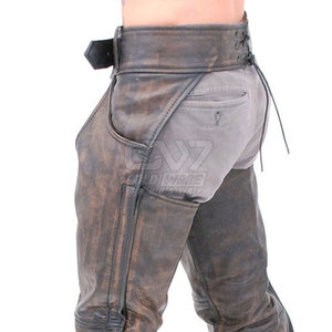 Dernière conception de chaps en cuir de haute qualité pour hommes utilisation en extérieur respirant en gros lavé chaps en cuir pour hommes - Product Image 5