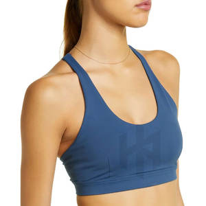 Sujetador deportivo transpirable de alto soporte para mujer con logotipo frontal Spandex/tela de poliéster hecho en Pakistán ropa activa personalizable - Product Image 4