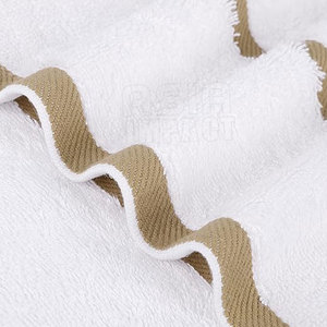White Cotton Bath <b>Towel</b> Set Hotel Quality <b>Luxury</b> <b>Towels</b> with Decorative Border Bulk Wholesale Custom Logo - FREE SAMPLE - Product Image 4