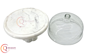 Support de gâteau en marbre élégant de vente chaude avec le dôme en verre parfait pour présenter l'outil de décoration de Noël de biscuits de desserts. - Product Image 3