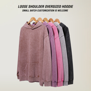 Fabricants de sweats à capuche personnalisés en gros, imprimés DTG, grammage lourd 400 GSM, vierges, coupe ample, style vintage, effet usé et délavé à l'acide - Product Image 3