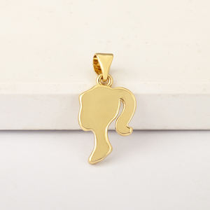 Liontin Siluet Wanita Berlapis Emas QIKU dengan Zirkonia Kubik, Figur Wanita Bergaya, Perhiasan Fashion untuk Kalung DIY Grosir - Product Image 3