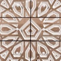 Aparador Moderno de Madera Maciza Tallado a Mano con 6 Cajones, Geométrico, Ecológico, Estilo Indonesio, para Comedor, Bar, Sala de Estar