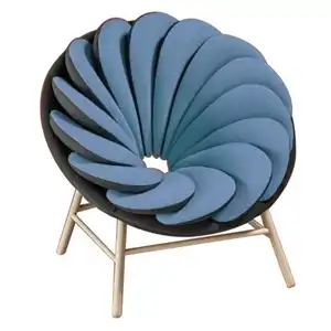 Sillón de Diseño Único y Moderno con Tapicería de Cuero para Sala de Estar, Restaurante, Cafetería, Muebles Modernos de Metal y Madera - Product Image 1