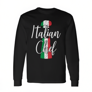 Camiseta de manga larga de chef italiano con diseño de bandera y tema divertido de cocina - Product Image 2