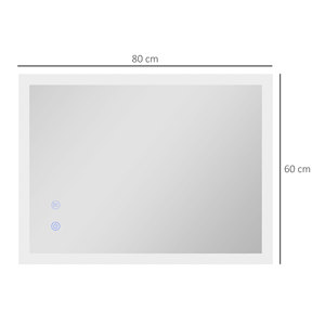Kleankin Espejo Baño LED Antiniebla con 3 Colores y Brillo Ajustable, Metal y Vidrio, 80x60x3 cm - Product Image 3
