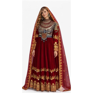 Breathable Afghani Salwar Kameez <b>Dresses</b> Tribal Ethnic Design Chiffon Fabric Maxi Length Cultural Special Afghan Kuchi <b>Dress</b> - Product Image 4