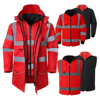Veste de travail haute visibilité chaude pour hommes, avec fermeture éclair et poches, idéale pour les travaux routiers