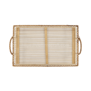 Vente en gros Plateau carré en rotin tissé Plateau de service classique en bambou pour la maison Cuisine Matériaux naturels Origine du Vietnam - Product Image 3