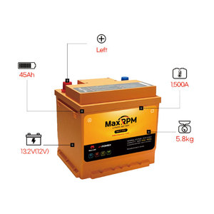 Batería de coche coreana Maxline 12V 45Ah Capacidad 1,500CCA Rendimiento Larga vida útil Fosfapato de hierro y litio (LiFePO4) Nuevo MX P 45D - Product Image 3