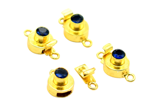 <b>Tanzanite</b> Gemstone 1 2 3 Strand Round Box Clasp 18K Gold Plated 21X12X8MM for Jewelry Making B751 - Product Image 3