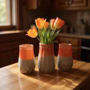 Vaso floreale in resina epossidica moderna Art Deco vaso artigianale da pavimento per soggiorno all'aperto ufficio matrimonio - Product Image 2