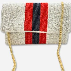 Bolso de mano de lomo de diseñador con bordado de cuentas de semillas con cerradura magnética Bolso de mano bordado con cuentas de lujo con opción de logotipo personalizado - Product Image 2