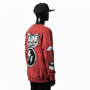 Sudadera Premium de Felpa, 320 GSM, Algodón Suave y Poliéster, Color Rojo Tie Dye con Gráficos en los Paneles de las Mangas, Sudaderas Básicas - Product Image 3