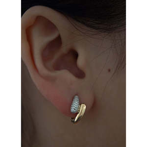 Fine <b>Cuff</b> Huggie <b>Earrings</b> Pav Wrap Around Style - Product Image 2