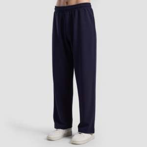 Unisex Waffle Pattern <b>Trousers</b> Navy 100% Cotton Formal Style Size XL Garment Dyed Colored <b>Light</b>-Weight Woolen Fabric Zipper - Product Image 4