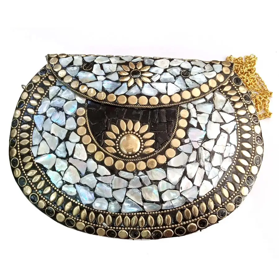 Metal Work Best Quality Mosaic Work Metal Purse for Women Available at Good Price from Indian Manufacturer