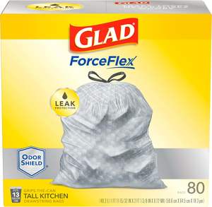 Sacs poubelle à cordon pour cuisine Glad ForceFlex Tall, 13 gallons, OdorShield, 80 unités - Product Image 3