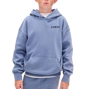 เสื้อฮู้ดเด็กผู้ชายแบบสวมหัว ไหล่ตก พร้อมออกแบบโลโก้ตามสั่ง สำหรับผู้ซื้อจำนวนมาก ราคาถูก/ แขนยาวและกระเป๋าจิงโจ้ - Product Image 1