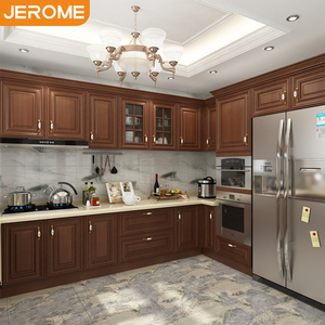 Usine JEROME Conception personnalisée Ensemble de meubles d'armoire prêt à monter Armoires de cuisine modernes en bois massif cerisier - Product Image 1
