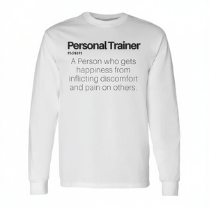 Camiseta de manga larga con definición de entrenador personal, humor sobre el dolor y la incomodidad - Product Image 2