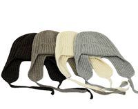 Chapeau d'hiver bio MONECO avec oreillettes en laine de mouton de Mongolie blanche, écologique, tissu courant, unisexe, adultes, réglable, plat