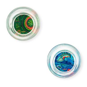 Set di 6 Bicchieri in Vetro Resistente da 340 ml, Trasparenti con Fondo Decorato, Design Moderno Aboriginal Excelsa Made in Italy - Product Image 4