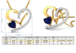 Colgante Boho en Forma de Corazón con Circonita Azul, Chapado en Oro de 18k, Delicado Colgante de Amor al por Mayor para Mujer - Product Image 4