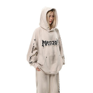 Otoño Invierno Hombres de alta calidad Heavy Hoodie Wasteland Style American Washed Solid Pattern Digital Plain Dyed Techniques - Product Image 2