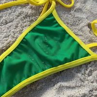 3-piece bikini seti seksi tanga bikini seti bebek yeşil üst giyim brezilyalı mayo mayo yay bikini seti kadınlar için