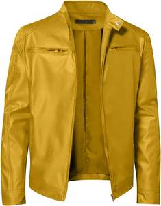 Automne hiver hommes confortables vestes en cuir doux au toucher col montant motif décoration haute respirant tissé vêtements légers - Product Image 1