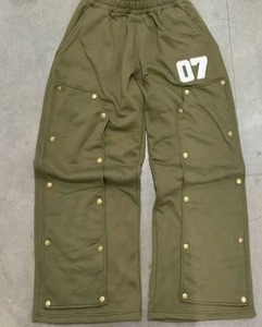 Conjunto de Sudadera con Capucha y Pantalones Deportivos de Algodón 100% Ecológico, con Efecto Desgastado por el Sol, Bordado, Lavado al Ácido, Estilo Crop, Acampanado y Apilado - Product Image 2
