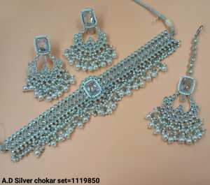 คริสตัลเพทายรูปลูกบาศก์ที่สวยงามสวยงามทรงสี่เหลี่ยมห้อยชุบเงินเครื่องประดับสำหรับงานแต่งงานพร้อมต่างหูและมะม่วงสำหรับผู้หญิง - Product Image 3