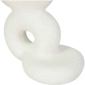 DecMode Bague en cercle empilé en résine blanche Sculpture abstraite ou déco en résine abstraite Sculpture décorative moderne polie empilée - Product Image 6