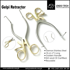Retractor de brazos manual en ángulo recto con mango de anillo de punta afilada, instrumento quirúrgico médico de autorretención Gelpi de acero inoxidable - Product Image 6