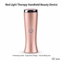 Alat Terapi Cahaya Merah Genggam Grosir, Pemijat Kecantikan LED Anti-Penuaan untuk Perawatan Wajah dan Tubuh, Warna Rose Gold