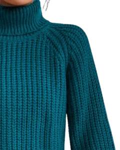 Teal Turtleneck <b>Knit</b> <b>Sweater</b> For Women Winter Warm Soft Ribbed Pullover Long Sleeve Casual <b>Loose</b> Fit Top Fashion Streetwear Wear - Product Image 2