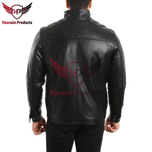 Chaqueta clásica de cuero genuino para hombre con cierre de cremallera Elegante ropa de abrigo de moda de calle alta para invierno - Product Image 4