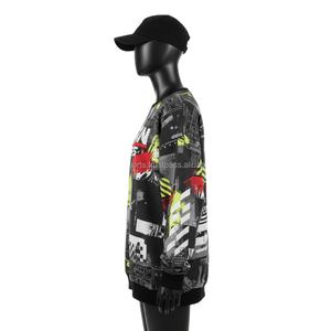 เสื้อกันหนาวผ้าฝ้ายโพลีเอสเตอร์สำหรับผู้หญิง, เสื้อกันหนาวระบายอากาศได้ดีพิมพ์ลายกราฟิกแบบซับลิเมชันพิมพ์ลายด้วยระบบ GSM - Product Image 3