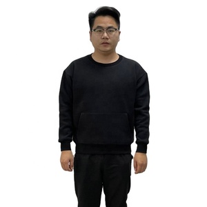 Alta calidad 100% algodón hombres peso pesado francés Terry cuello redondo sudadera canguro bolsillo otoño temporada venta al por mayor - Product Image 5