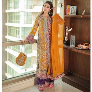 Tenue de soirée élégante Salwar Kameez avec Long Kurta Matching Printed Dupatta pour des occasions spéciales à des prix abordables - Product Image 1