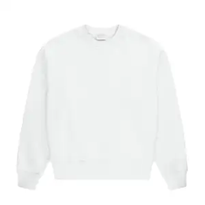 Sweat-shirt à col rond blanc en éponge française 100% coton de haute qualité streetwear avec logo personnalisé sweats à capuche courts et lourds pour hommes