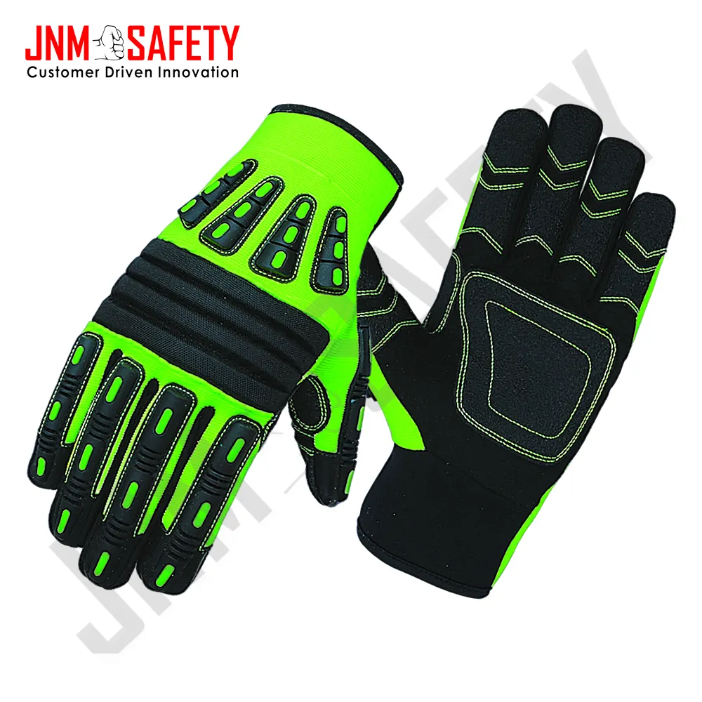 Reinforced Industrial Cut Resistant Mechanic Work Gloves High Anti Vibration Synthetic Leather Impact Resistant Spandex Gloves