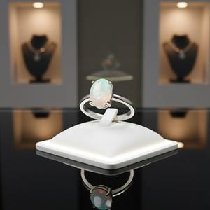 Bague en argent sterling fin, sertie à griffes, certifiée par un tiers, avec opale naturelle multi-feu, taille ovale, solitaire, vintage, pour fiançailles chrétiennes - Product Image 6